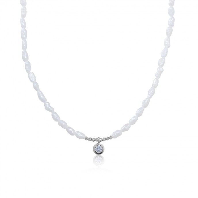 SILVER NECKLACE WITH PEARLS