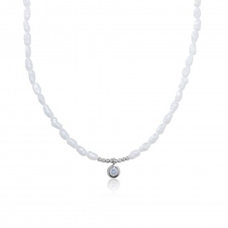 SILVER NECKLACE WITH PEARLS
