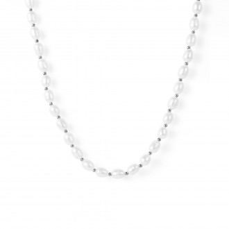 SILVER CHOKER WITH PEARLS