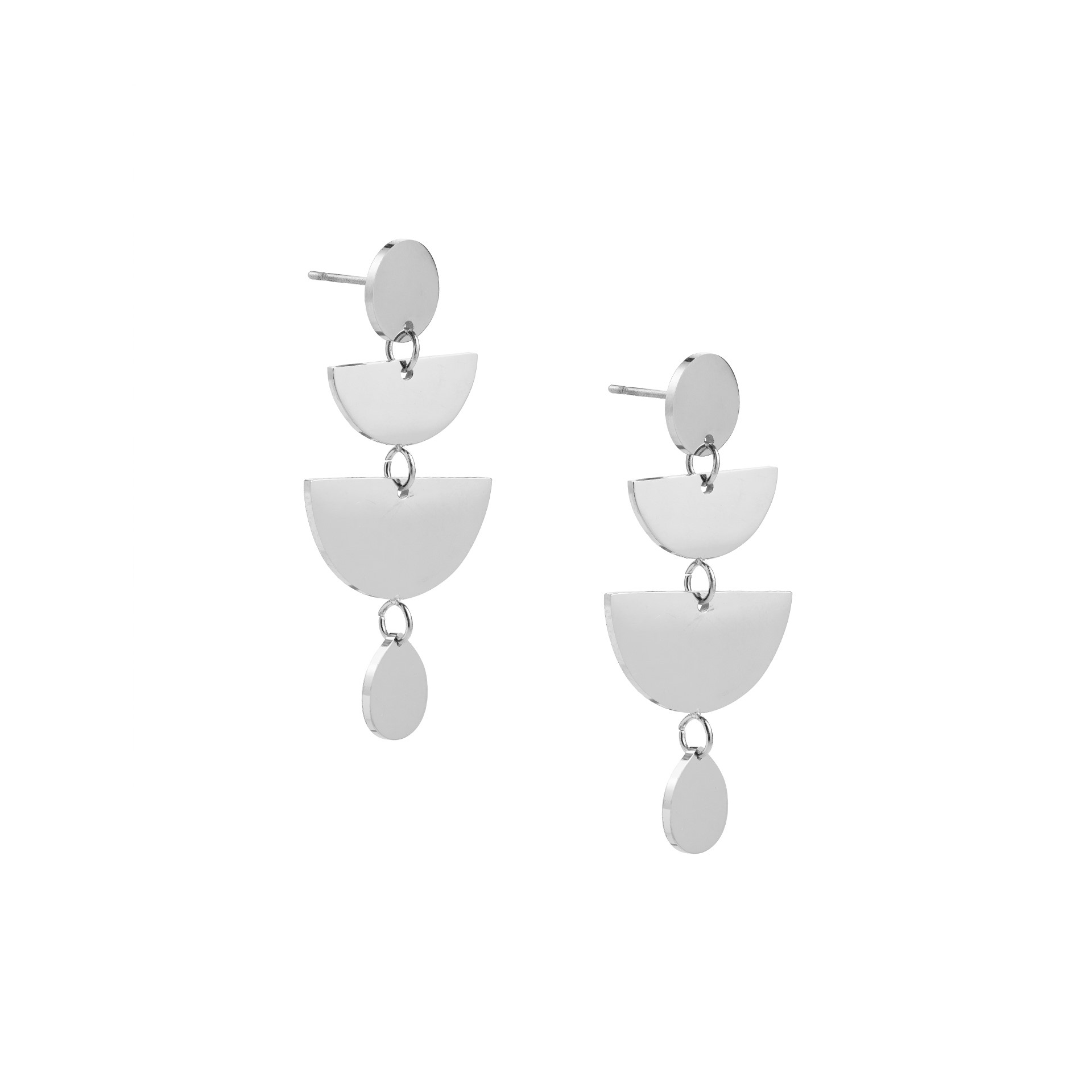 BRINCOS AÇO COMPRIDOS GEOMÉTRICOS