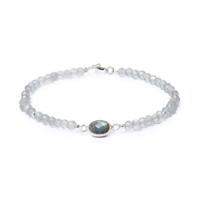 SILVER BRACELET WITH NATURAL STONES