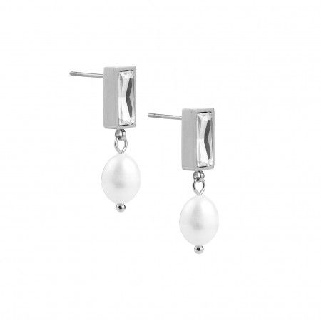 STEEL EARRINGS WITH PEARL