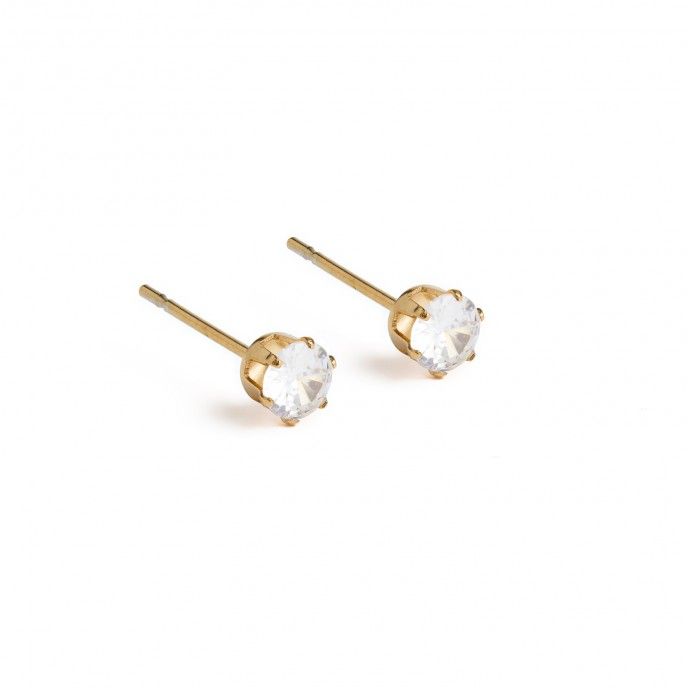 PENDIENTES DE ACERO ZIRCONIO 4MM