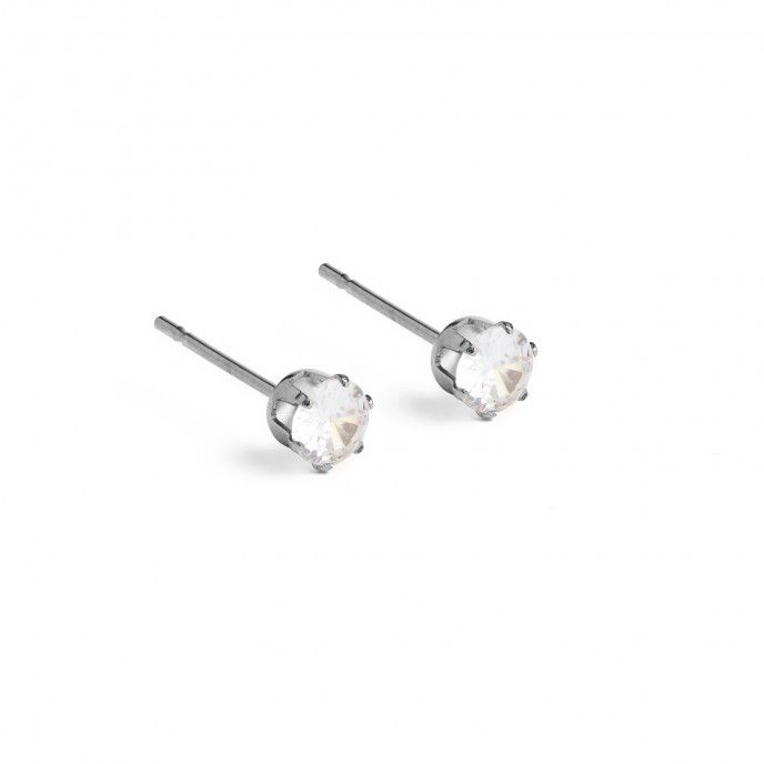 PENDIENTES DE ACERO ZIRCONIO 4MM