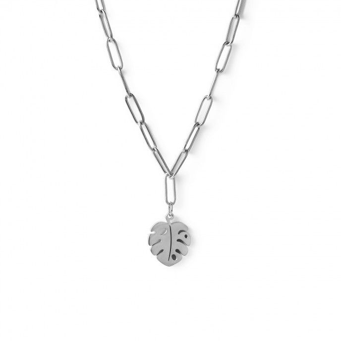 STEEL NECKLACE WITH LEAF