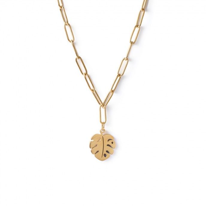 STEEL NECKLACE WITH LEAF