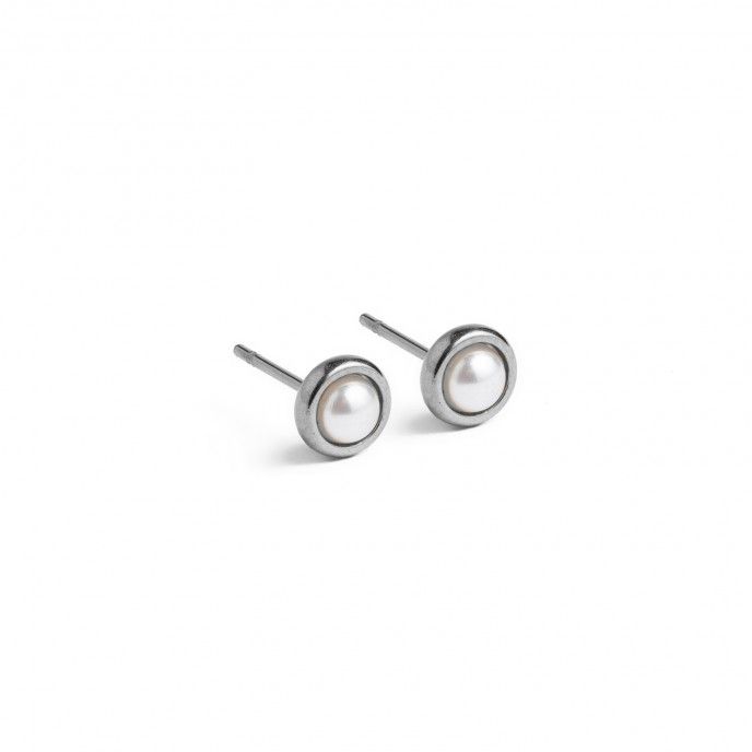 STEEL EARINGS WITH 5MM PEARL
