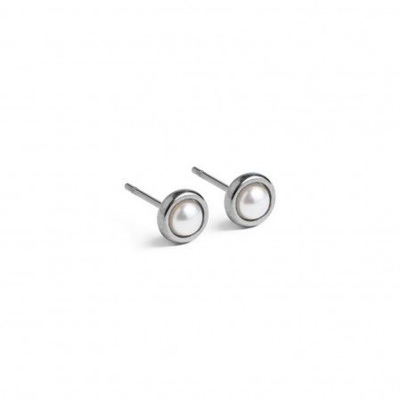 PENDIENTES ACERO PERLA 5MM