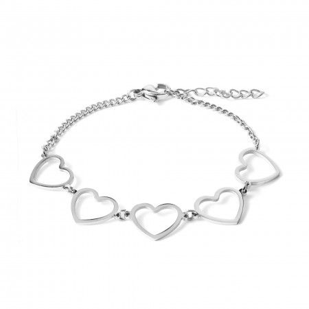 STEEL BRACELET WITH HEARTS