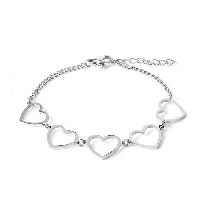 STEEL BRACELET WITH HEARTS