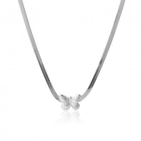 COLLAR DE ACERO SNAKE CON MARIPOSA