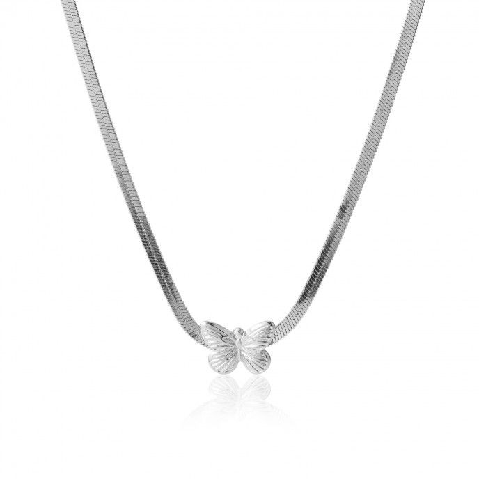 COLLAR DE ACERO SNAKE CON MARIPOSA