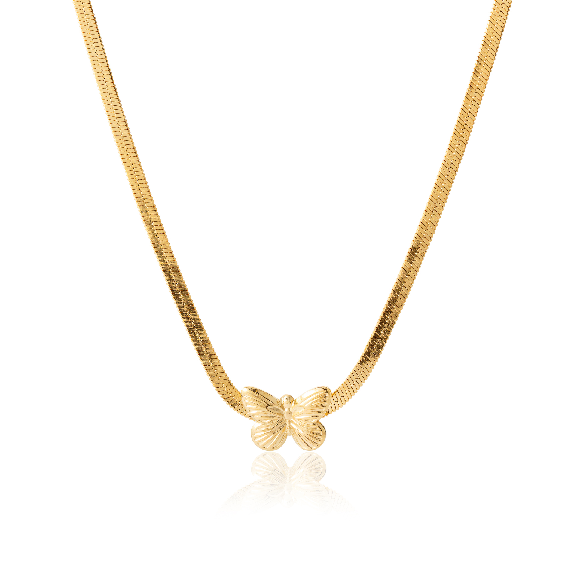 COLAR AÇO SNAKE COM BORBOLETA