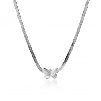 COLLAR DE ACERO SNAKE CON MARIPOSA