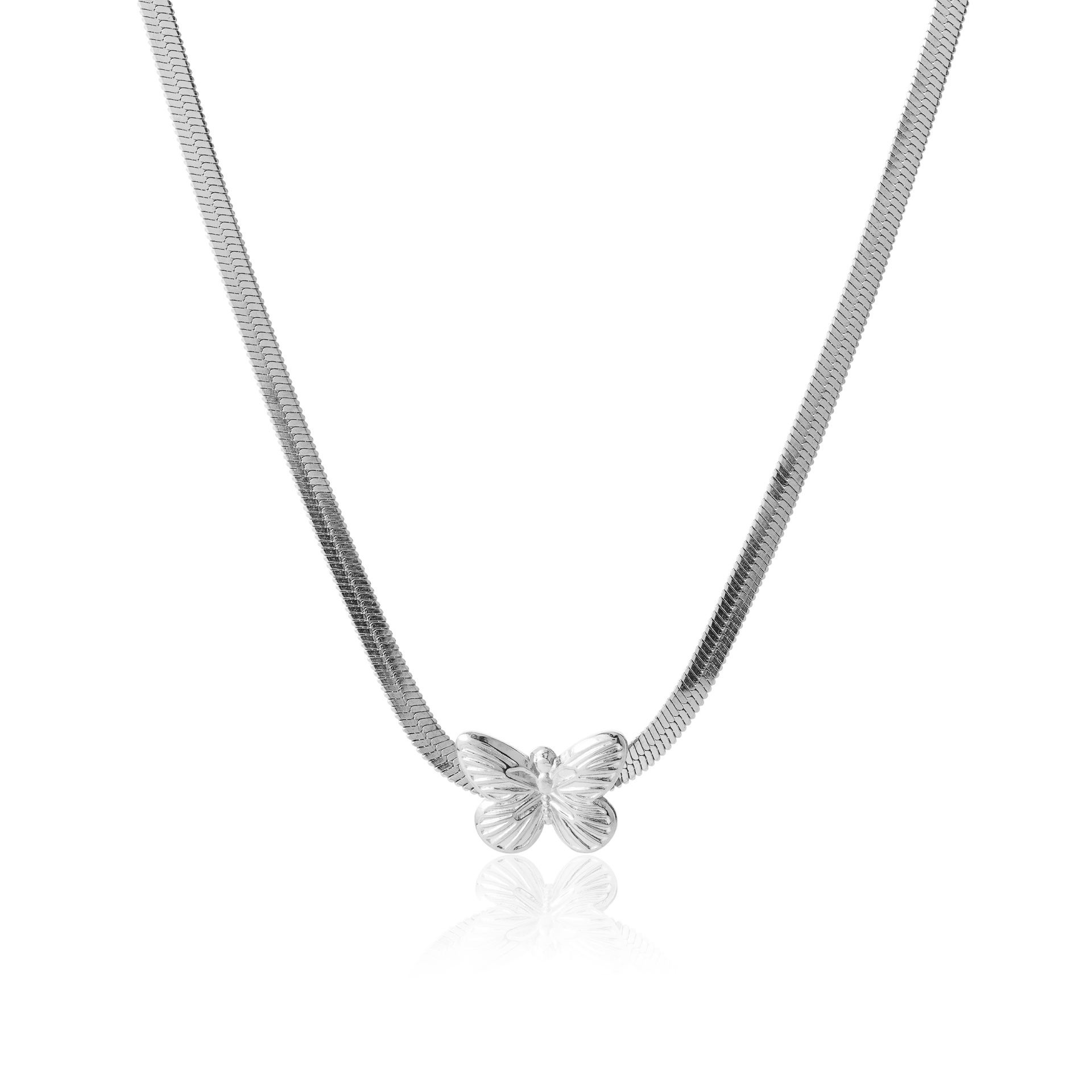 COLAR AÇO SNAKE COM BORBOLETA