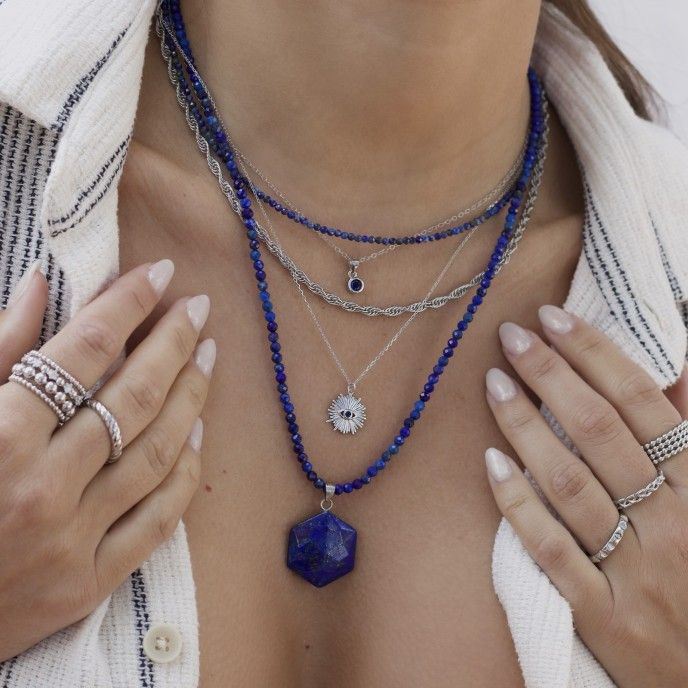 SILVER NECKLACE WITH NATURAL STONES