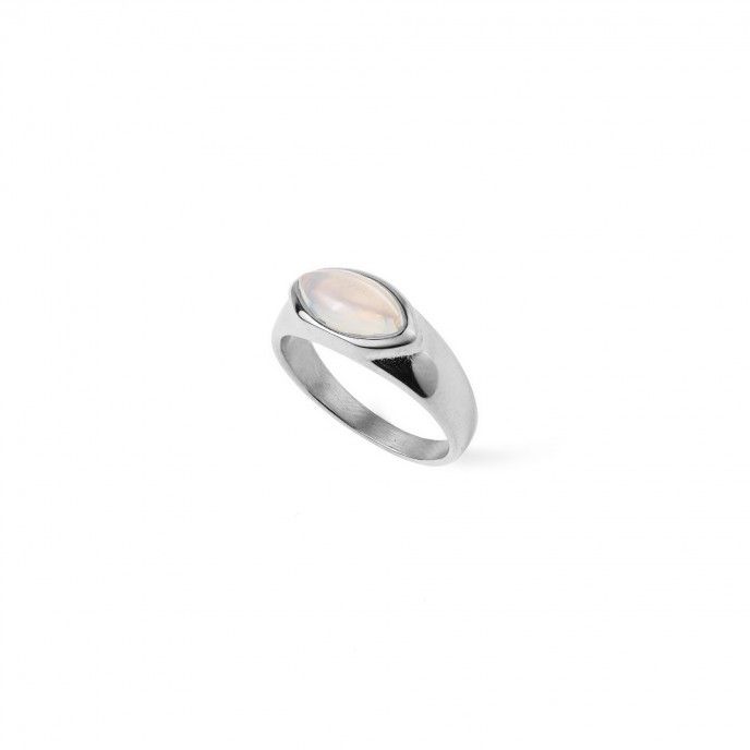 STEEL RING WITH STONE