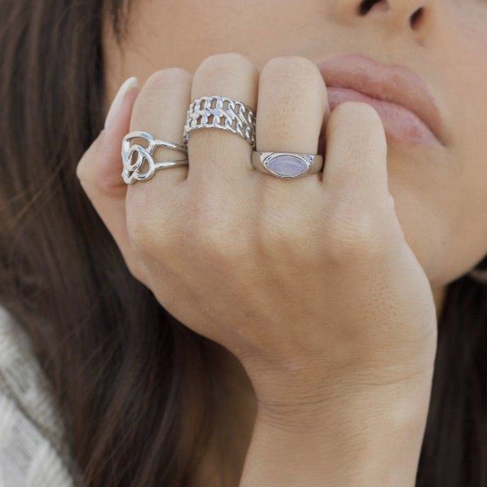 STEEL RING WITH STONE
