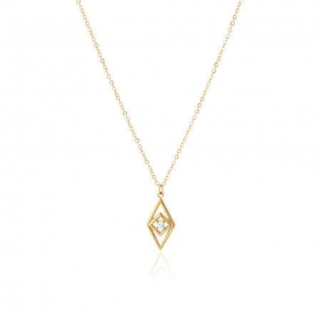 COLLAR DE ACERO CON COLGANTE BRILLANTE