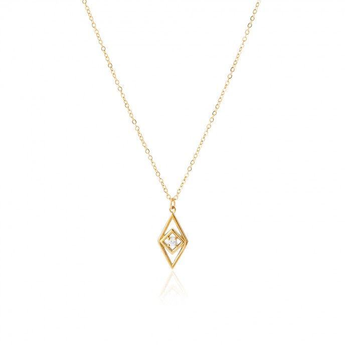 STEEL NECKLACE WITH SHINY PENDANT
