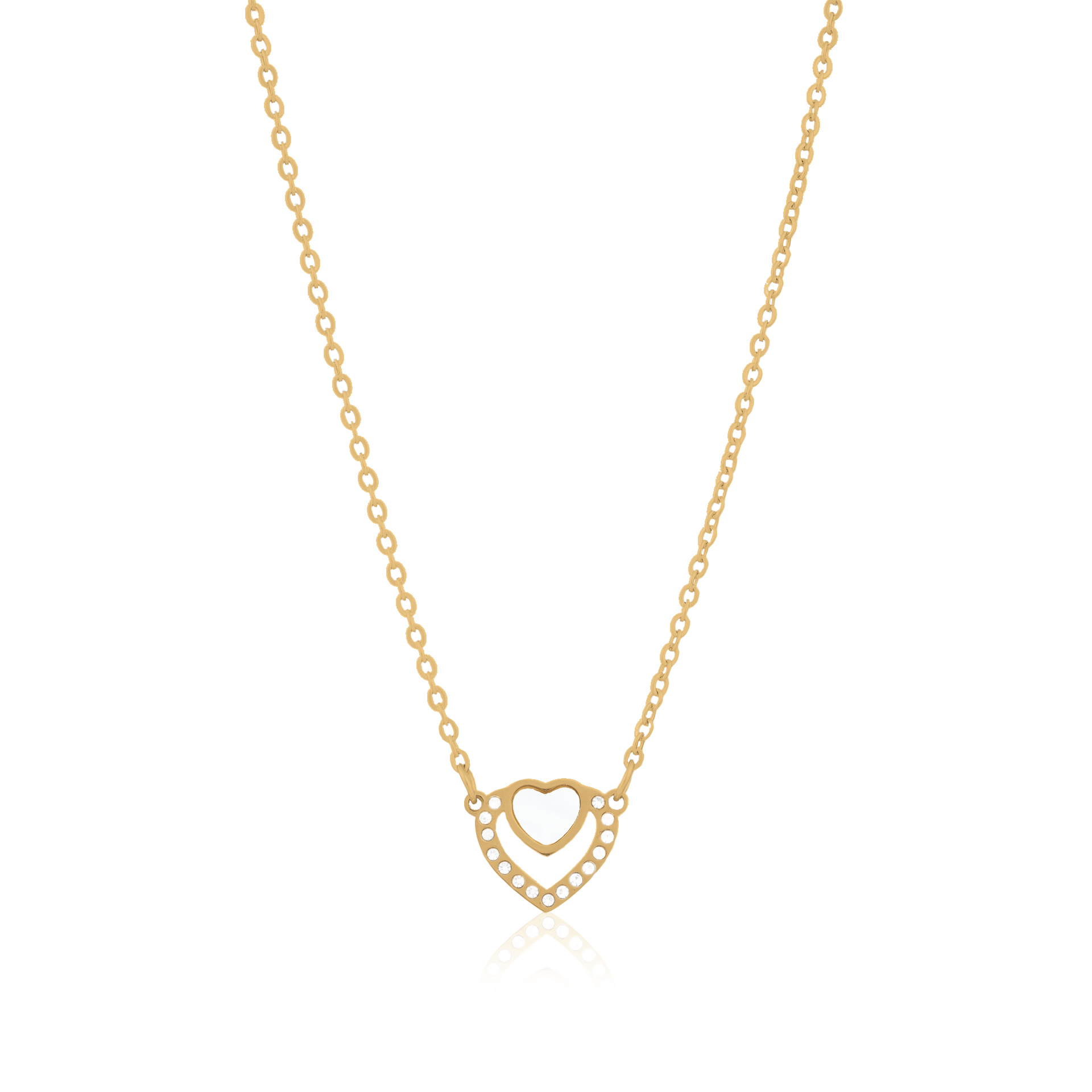 COLAR AÇO DOIS CORAÇÕES