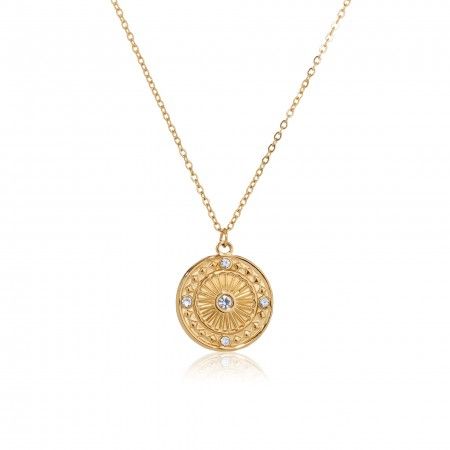 COLLAR DE ACERO CON COLGANTE REDONDO