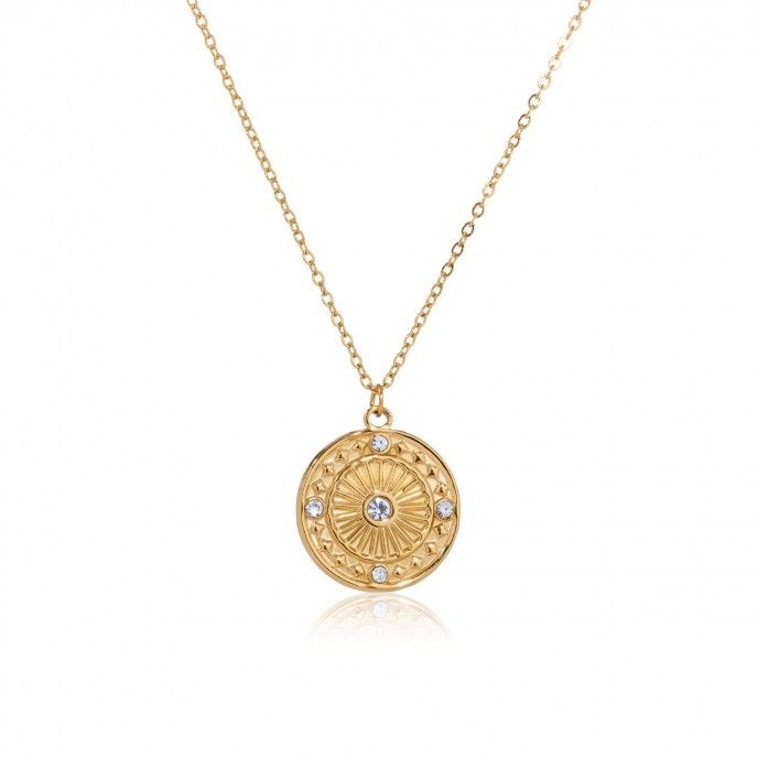 COLLAR DE ACERO CON COLGANTE REDONDO