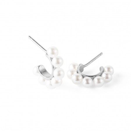 SILVER HOOPS WITH PEARL