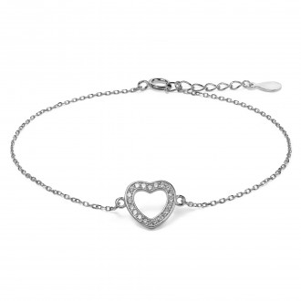 SILVER BRACELET WITH HEART PENDANT