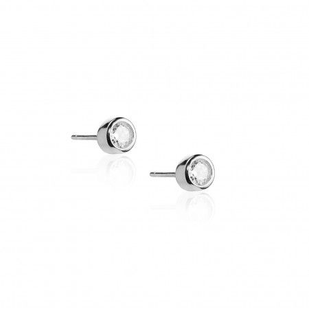 SILVER EARRING 5MM ZIRCON