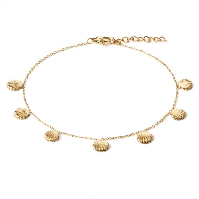 STEEL ANKLE BRACELET WITH SHELLS