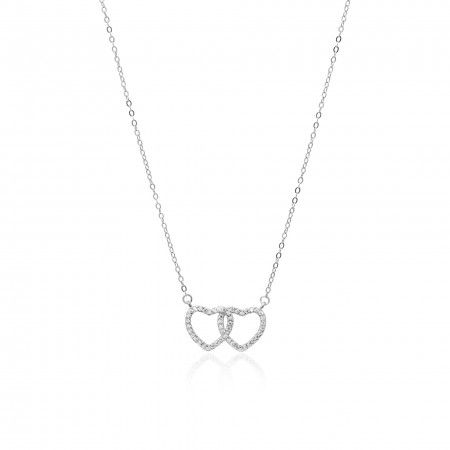 SILVER NECKLACE WITH TWO HEARTS