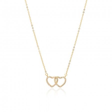 SILVER NECKLACE WITH TWO HEARTS