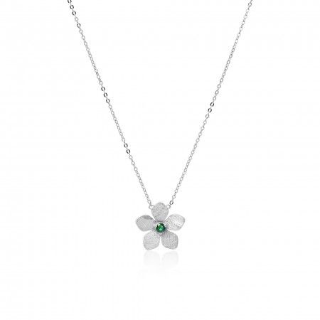 SILVER NECKLACE WITH FLOWER PENDANT
