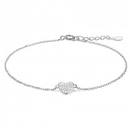 SILVER BRACELET WITH SHINY HEART