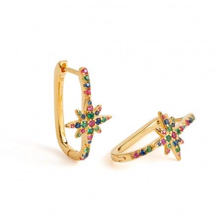 SILVER HOOPS WITH STAR