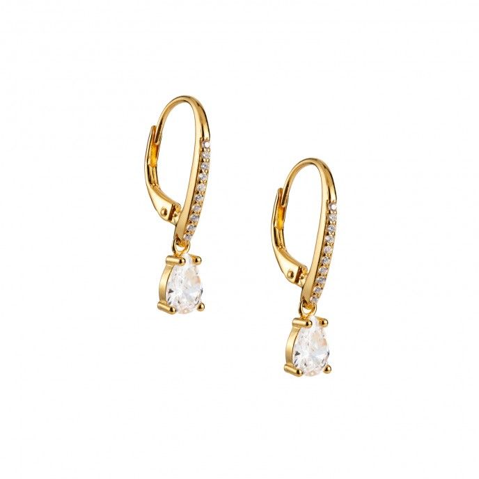 SILVER HOOPS WITH DROP