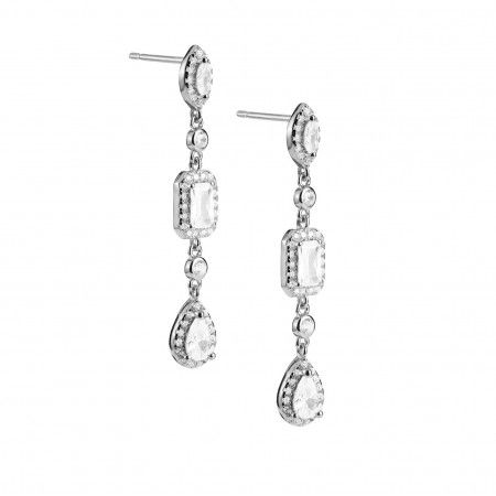 SILVER LONG SHINY EARRINGS