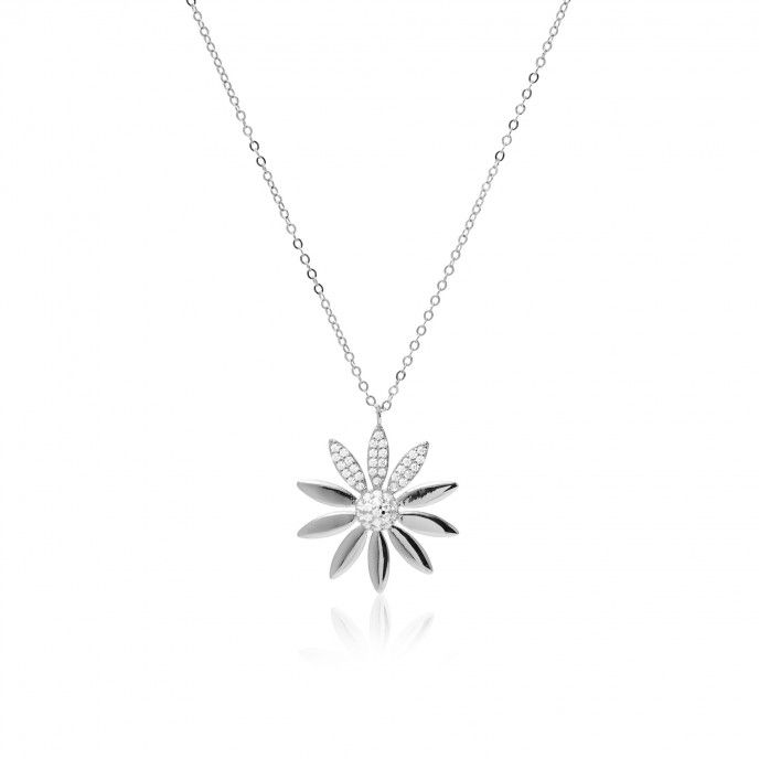 SILVER NECKLACE WITH FLOWER