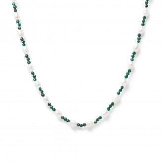 SILVER NECKLACE WITH STONES AND PEARLS