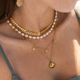 SILVER CHOKER WITH PEARLS