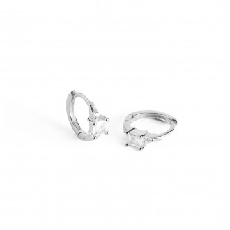 SILVER HOOPS WITH ZIRCON