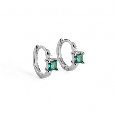 SILVER HOOPS WITH ZIRCON