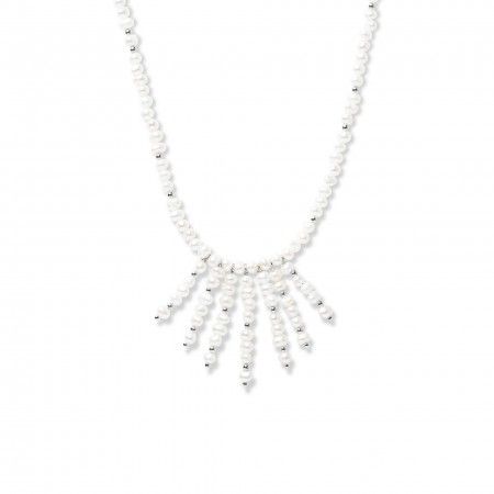 SILVER NECKLACE WITH PEARLS