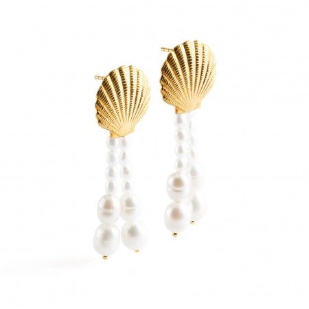 SHELL SILVER EARRINGS WITH PEARLS SHELL SILVER EARRINGS WITH PEARLS
