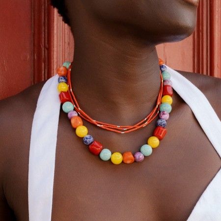 SILVER NECKLACE WITH NATURAL STONES