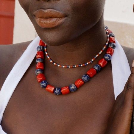 SILVER NECKLACE WITH NATURAL STONES