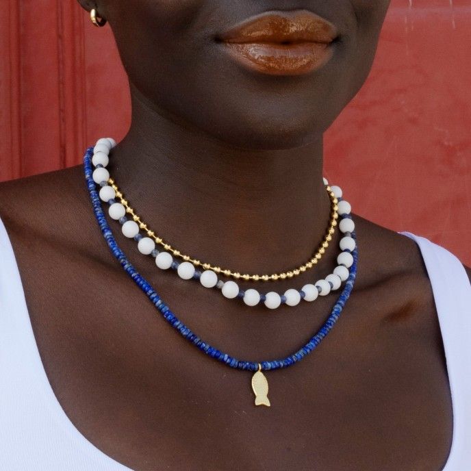 SILVER CHOKER WITH NATURAL STONES