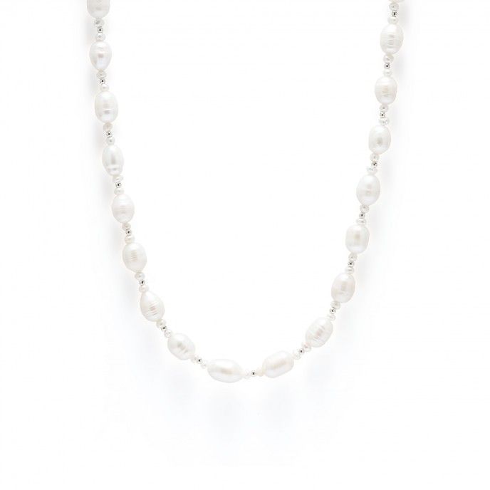 SILVER NECKLACE WITH PEARLS