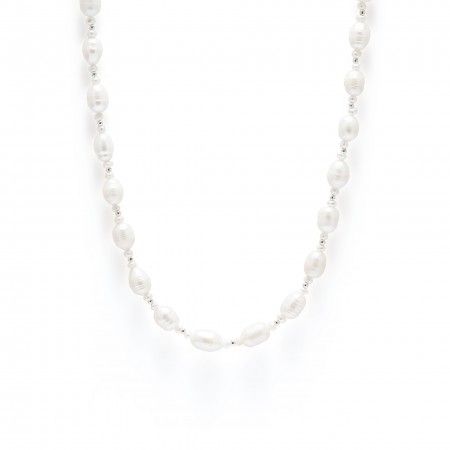 SILVER NECKLACE WITH PEARLS